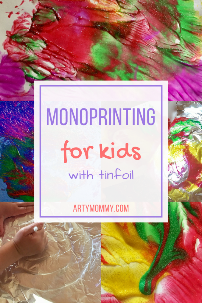 Monoprinting for kids with tinfoil