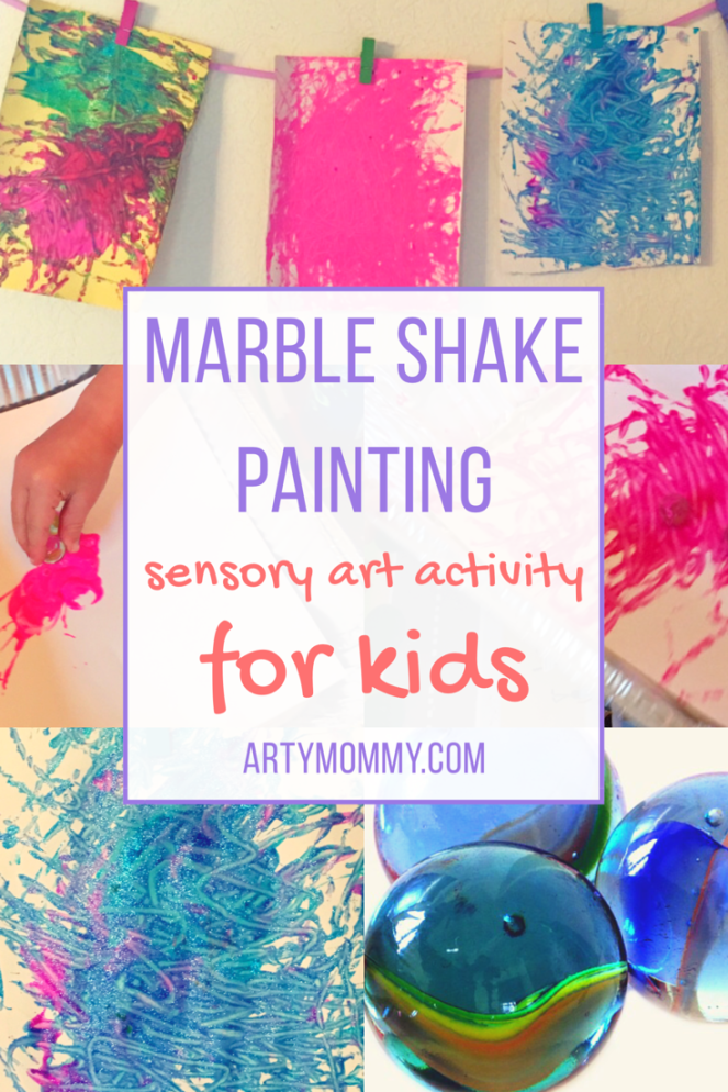 Marble shake painting sensory activity for kids