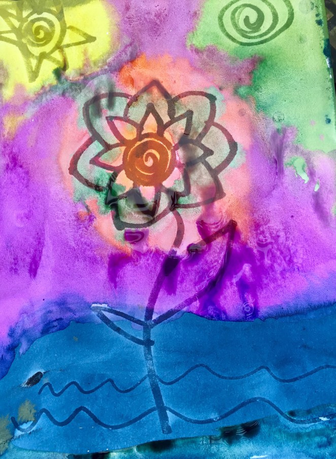 Resist painting with color wonder markers and watercolors! 