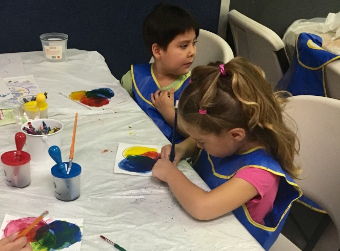 Color mixing with primary and secondary colors